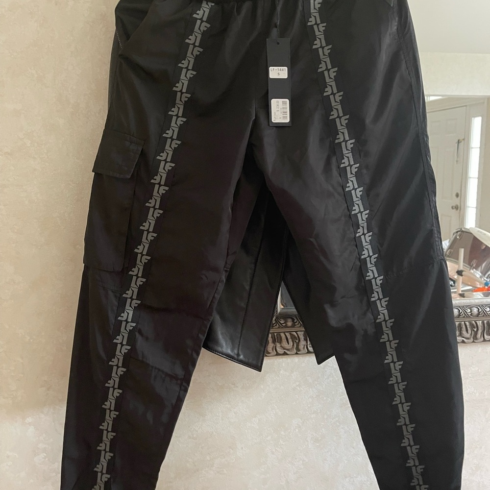 LF Black Track Pants with Gray Accents